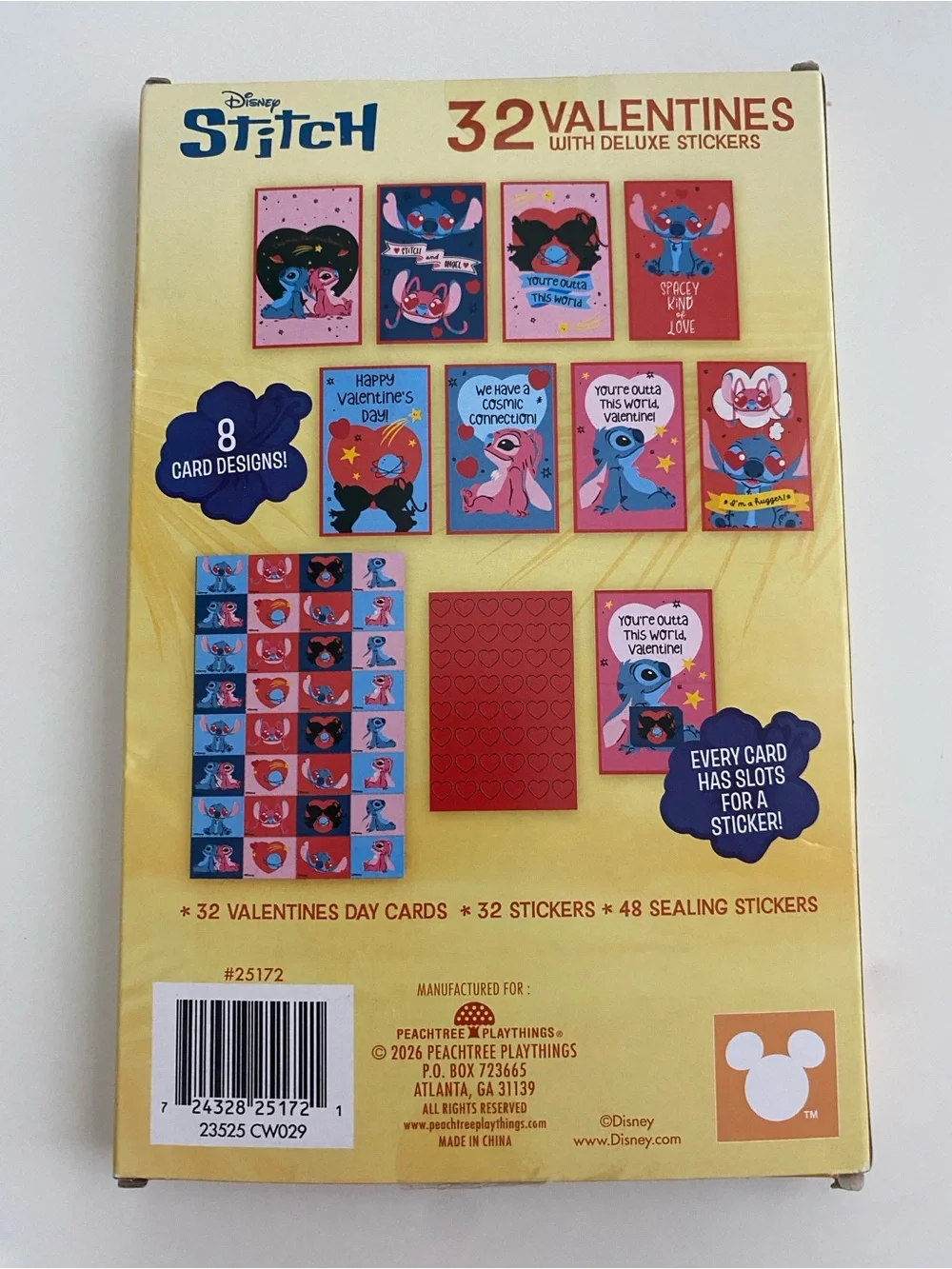NEW Disney Stitch Valentine's Day Cards Set 32 Valentines Deluxe Stickers Lilo